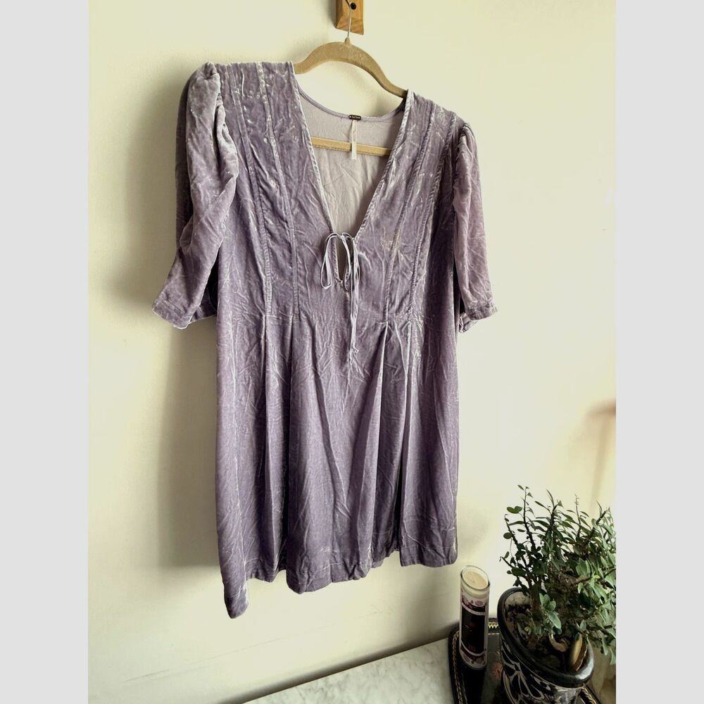 Free People Adelle Tunic / Mini-dress Adelle - Lavender Velvet (Small)
